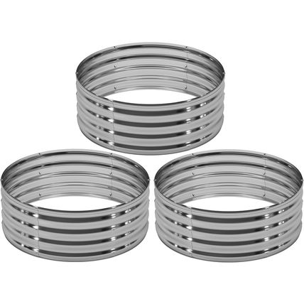 3PCS 2X2X1Ft Galvanized Raised Garden Bed Kit,Vegetable Boxes-Round Metal Flower