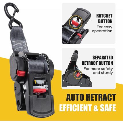 Ayaport Retractable Ratchet Straps 2 Inch X 6Ft Boat Transom Tie down Straps to