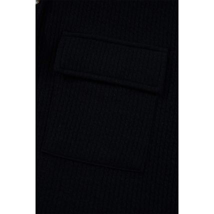 Black Solid Color Corduroy Buttoned Long Sleeve Shacket