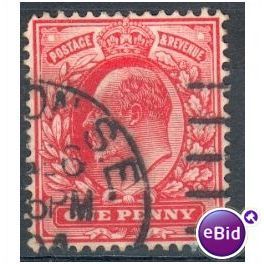 GB stamps 1902-10 KEV11 - 1d SG219 London 48