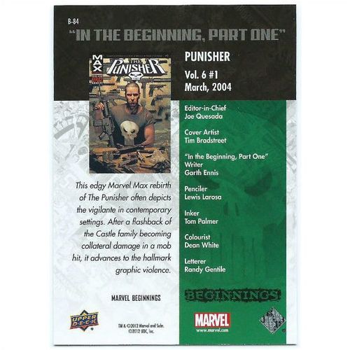 2012 Marvel Beginnings 2 Breakthrough Issues - #B-84 - Punisher Vol.6 #1