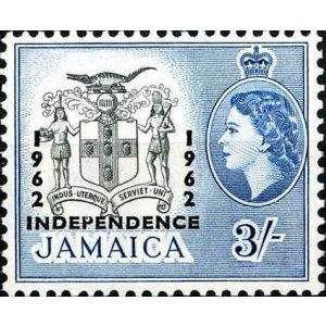 Jamaica 1962 3s Black & Blue Arms Unmounted Mint NHM SG 190 Sc 194 postage stamp