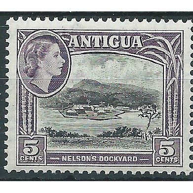 Antigua 1953 SG125 5c Black & Slate-Lilac Mounted Mint . ..