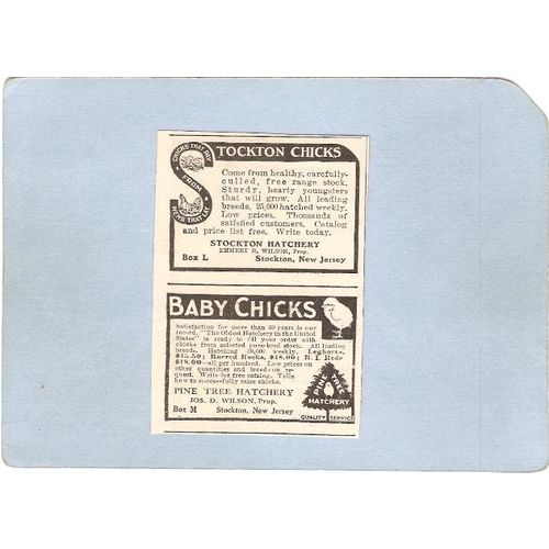 New Jersey Stockton 2 Attatched Newspaper Ads Mar 18 1922 1-Stockton Chick~3340