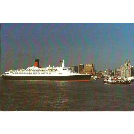 Cunard QUEEN ELIZABETH 2 Liverpool Postcard (Wirral WPC2)