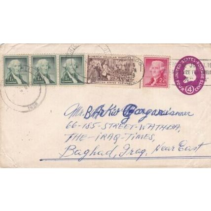 United States 1958 Chicago to Baghdad cover Chicago cancel written VGC