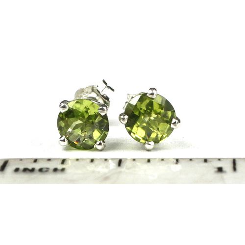Peridot, 925 Sterling Silver Post Earrings, SE012