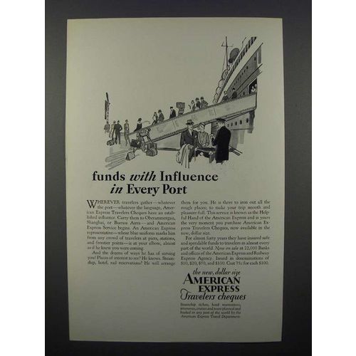 1930 American Express Travelers Cheques Ad - Influence