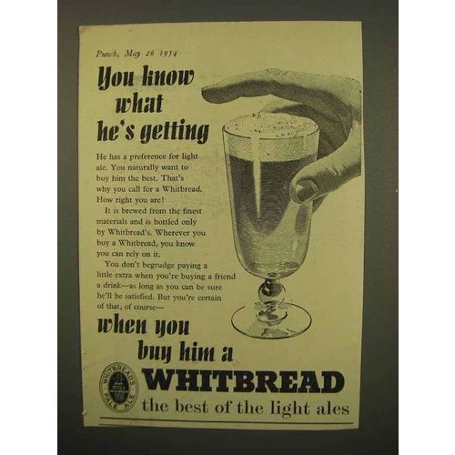 1954 Whitbread Ale Ad - You Know What He's Getting