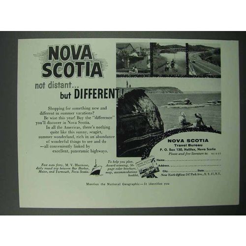 1957 Nova Scotia Canada Tourism Ad - Not Distant