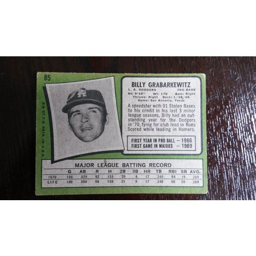 1971 Topps Card # 085 Billy Grabarkewitz Good (2) Los Angeles Dodgers