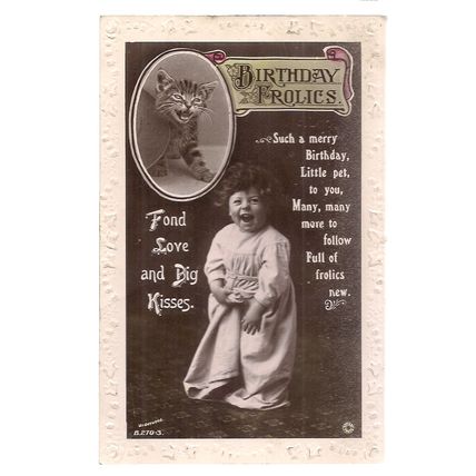 BIRTHDAY FROLICS.. used vintage postcard by Rotary Photo. not posted =