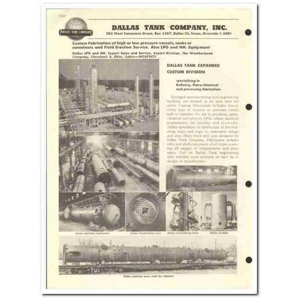 Dallas Tank Company 1959 vintage oil gas catalog high low pressure