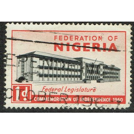 Nigeria 1960 Independence 1d Black and Scarlet SG85 GU