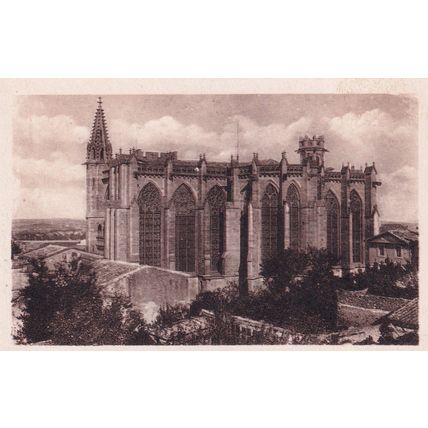Vintage Sepia Postcard - Church of St Nazaire, Carcassonne, France