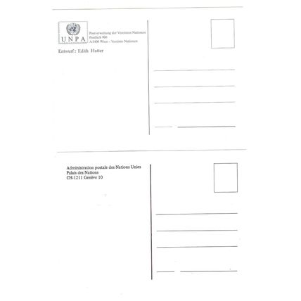 2x United Nations Postcards FDC Stamped 1991 Paris/Wien