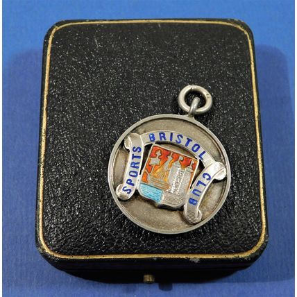 Vintage Bristol Sports Club Silver Enamel Pocket Watch Fob Or Medal 1923 Hicks