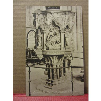 PATTISON PULPIT, EXETER CATHEDRAL, DEVON unused antique postcard by Frith /