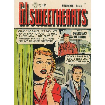 GI Sweethearts Military 1950s Comic Book Overseas Wedding Postcard