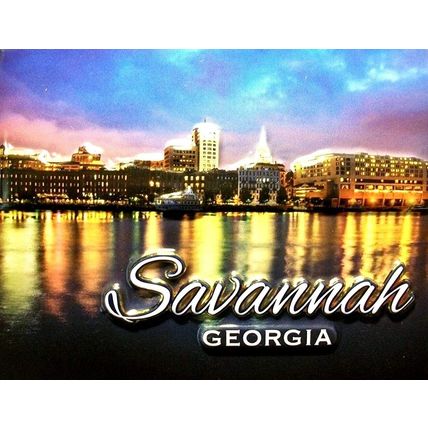Savannah Georgia on the River Night Scene Highlight Fridge Magnet