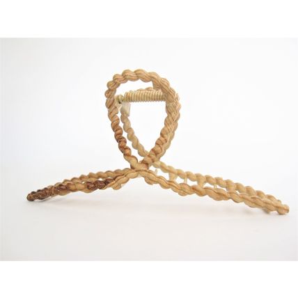 Large faux bamboo wood effect roped metal hair claw clip for thick hair