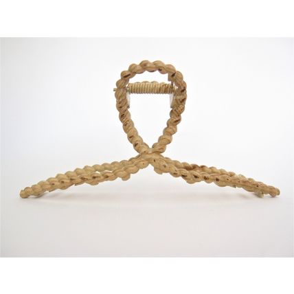Large faux bamboo wood effect roped metal hair claw clip for thick hair