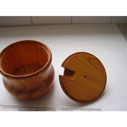 Treen Preserve Pot Turned Wood Jam Honey Storage Jar Plastic Liner with Spoon Vi