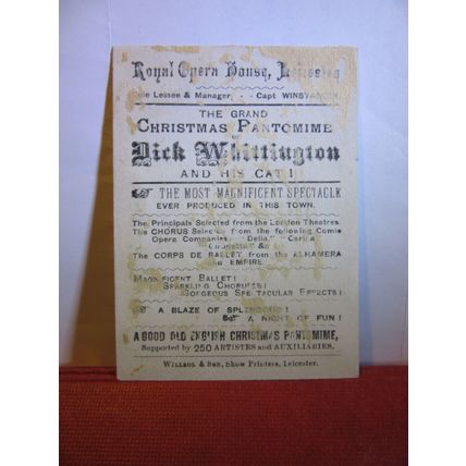 VICTORIAN, ROYAL OPERA HOUSE, LEICESTER. DICK WHITTINGTON PANTOMIME CARD CATS =