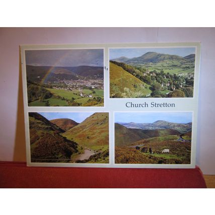multiview, CHURCH STRETTON, SHROPSHIRE. used postcard 1996 pm =