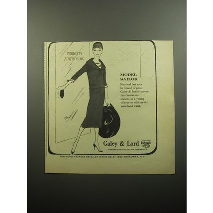 1957 Galey & Lord Suit by David Crystal Ad - Model Sailor