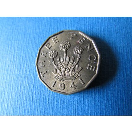 1941 GEORGE VI BRASS THREEPENCE FREE POST.