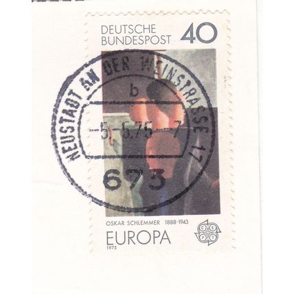 Neustadt an der Winstrasse Postmark Germany 1975 Oskar Schlemmer painting 40pf