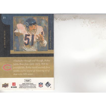 DICK BUTKUS 2008 AUTOGRAPHED CHICAGO BEARS HALL OF FAME MIDDLE LINEBACKER CARD