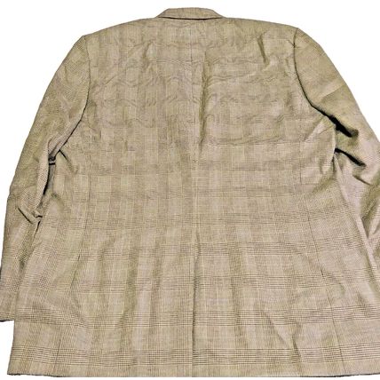 Chaps Mens Sports Coat Brown 46L Houndstooth Button Sleeve Pockets Back Slit