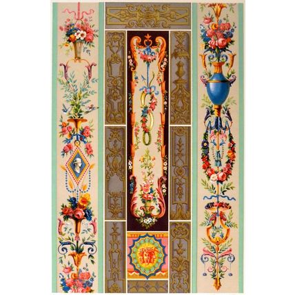 XVIIIe SIECLE 1873 Mordaunt de Launay FLOWERS PATTERNS FRENCH LITHOGRAPH XCVII