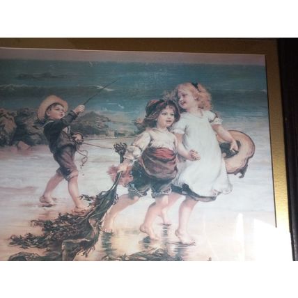 15" x 12" Sea Horses by Frederick Morgan Children on Beach Seaside Print