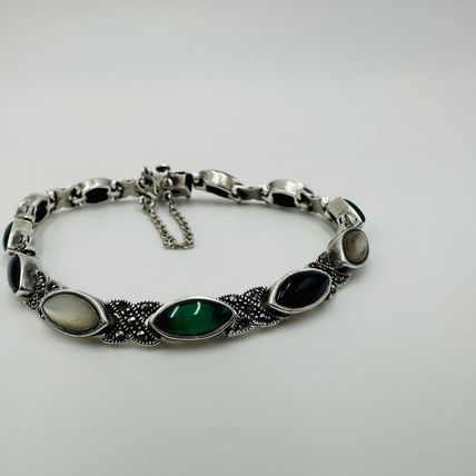 Marcasite Women's Jewelry Bracelet Vintage Sterling Silver and Multi Gemstone
