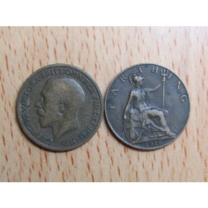 GB 1918 George V Farthing Coin