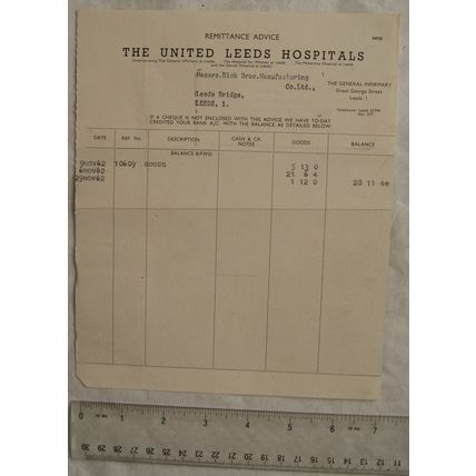 1962 remittance advice The United Leeds Hospitals
