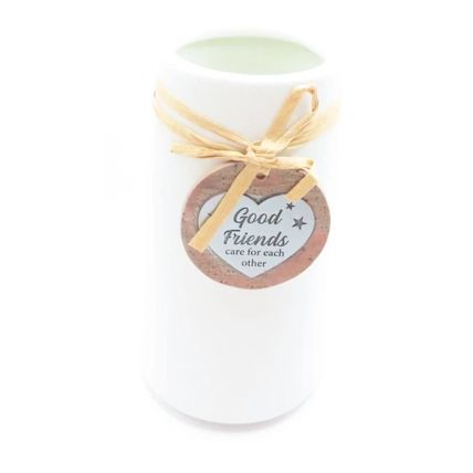 Good Friends White Vase with Charm Good Friends Care For each Other 14.5 CM