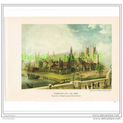 WESTMINSTER HALL & ABBEY, BY GENDALL/HAVELL, GOVT OF BRITAIN, 1945, Illustration