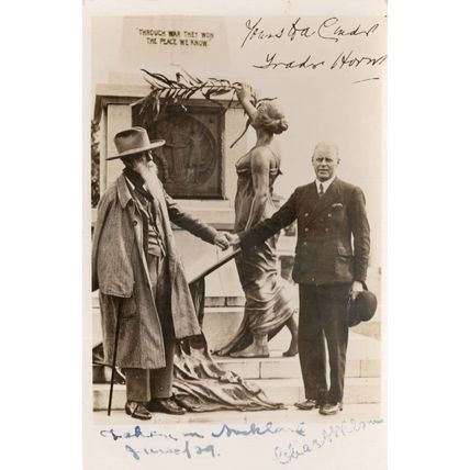 Edwardian Military Actor Memorial DOUBLE Hand Signed Postcard Photo