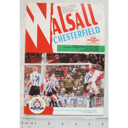 1994 programme Walsall v. Chesterfield