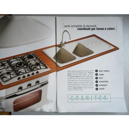 1990s Vintage ELLECI Italian Kitchen Granite SInk/Hob Granitek Sales Brochures