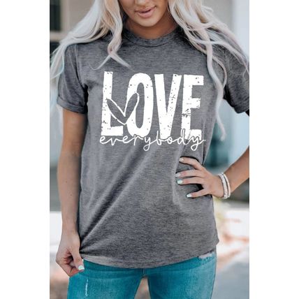 Gray LOVE everybody Graphic T-shirt