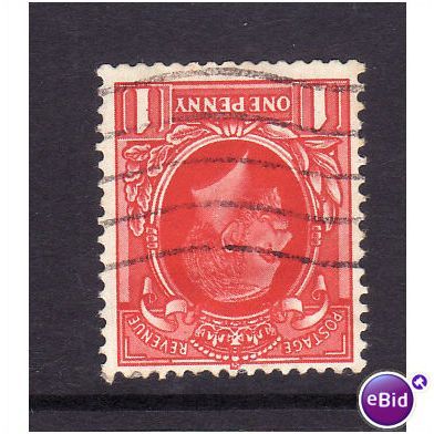 GREAT BRITAIN 1934 GEORGE V 1d SCARLET WMK INVERT SG 440i USED