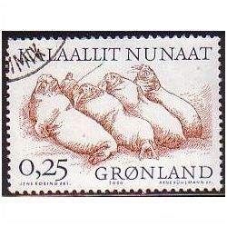 2000 Greenland Sc# 358 used - Hunter & walruses 0.25kr