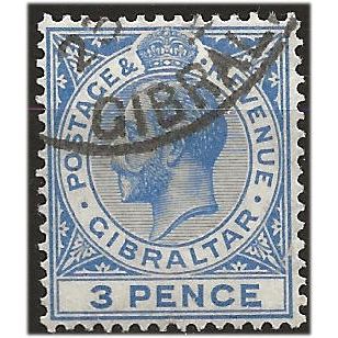 Gibraltar 1922 SG95 3d Bright Blue Fine Used . ..