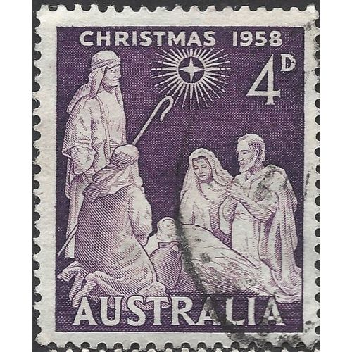 AUSTRALIA, CHRISTMAS, Shepherds adore, violet 1958, 4d, #3