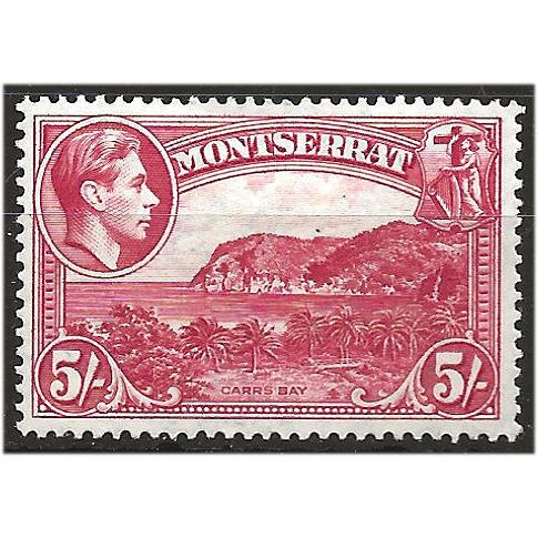 Montserrat 1942 SG110a 5/- Rose-Carmine Perf 14 Mounted Mint .. ..